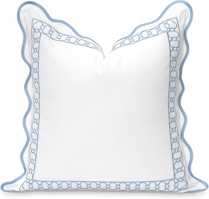 Hofdeco Premium Coastal Patio Indoor Outdoor Scalloped Throw Pillow Cover Only, 20"x20" Water Rep... | Amazon (US)