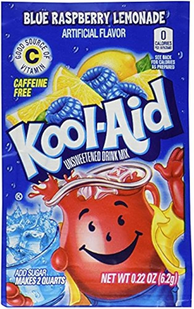 Kool-Aid Ice Blue Raspberry Lemonade Unsweetened Soft Drink Mix, 0.14-Ounce Envelopes | Amazon (US)