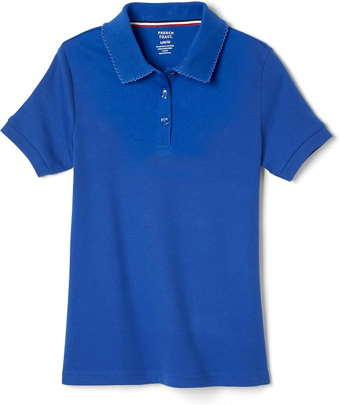 French Toast Girls' Short Sleeve Picot Collar Polo School Uniform Shirt (Standard and Plus) | Amazon (US)