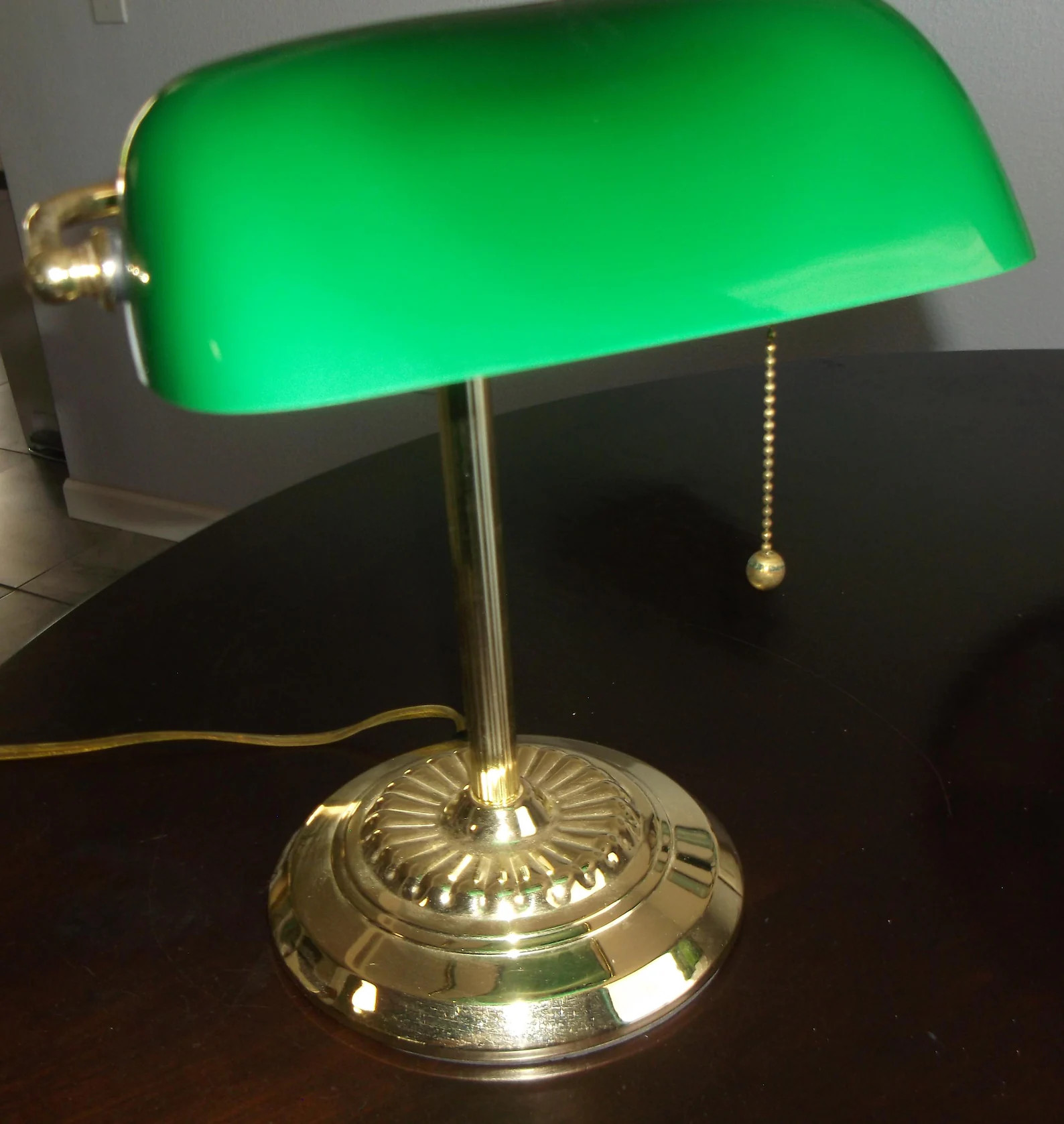 Vintage Green Glass & Brass Bankers Desk Lamp | Etsy (Global)