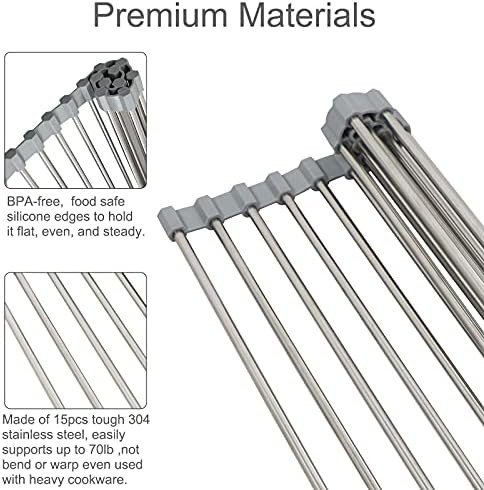 Foply Roll Up Dish Drying Rack, Over The Sink Multipurpose Kitchen Rolling Dish Drainer , Foldabl... | Amazon (US)