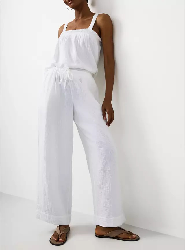 Buy White Double Cloth Wide Leg Trousers 10 | Co-ords | Tu | Tu Clothing