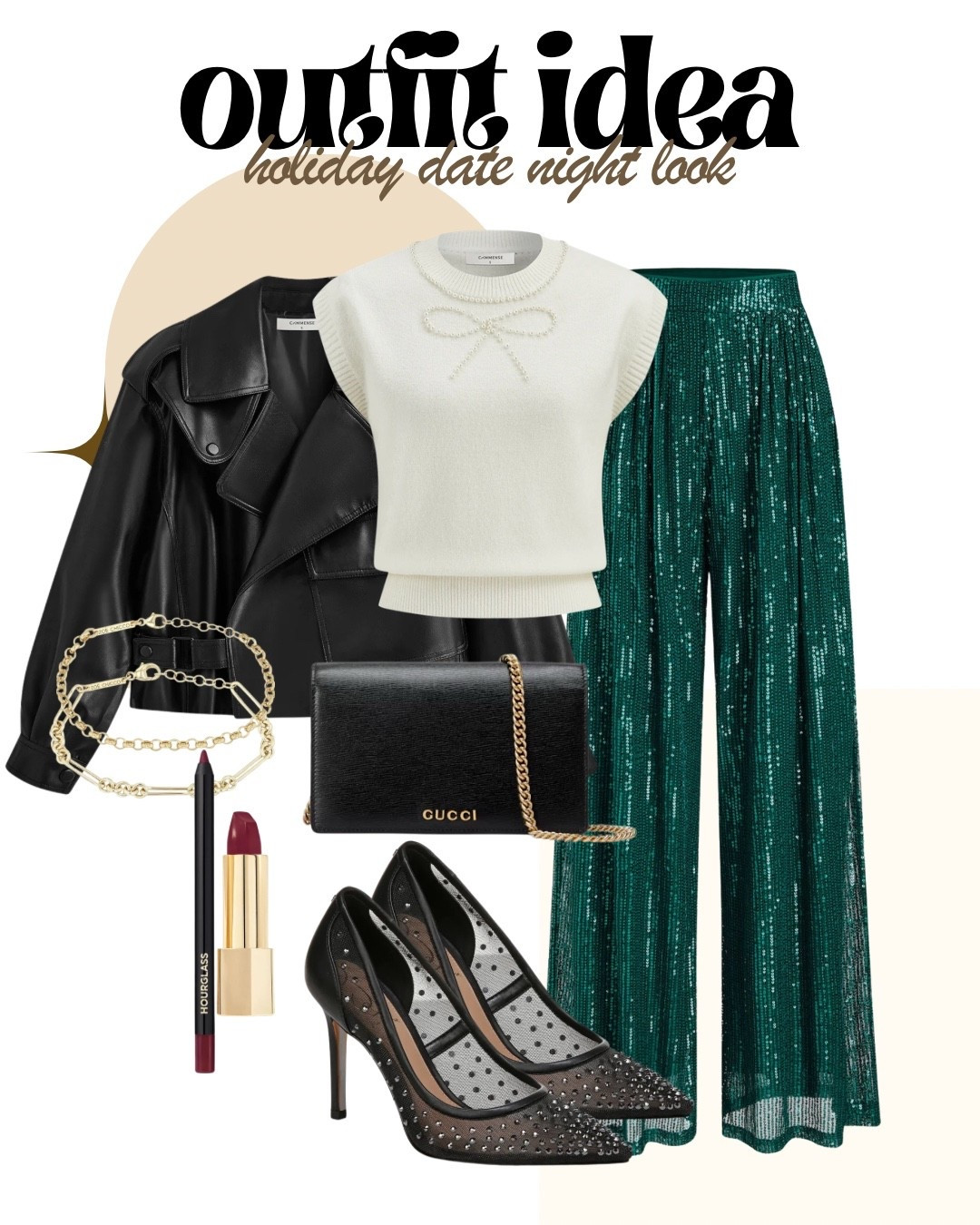 ✨ Holiday Date Night Outfit Idea ✨
If you’re looking for a chic + classy holiday look that isn’t a dress… this is your sign. I’m obsessed with these emerald sequin pants paired with a feminine pearl-detail sweater and edgy leather jacket. It’s the perfect mix of glam + cozy for Christmas parties, holiday dinners, and festive date nights.

The heels + bold lip totally complete the vibe. Trust me… this outfit turns heads. 💋✨
Tap to shop the full look!

#LTKHoliday #HolidayOutfitInspo #DateNightOutfit #HolidayStyle #ChristmasPartyOutfit #SequinPants #WinterFashion2025 #HolidayDateNight #LTKFashion #LTKTrend #LeatherJacketStyle #ElevatedCasual #FestiveOutfitIdeas #HolidayWardrobe #ShopTheLook #LTKSeasonal #HolidayGlam #WinterOutfits #EmeraldGreenAesthetic #ChicStyleBoutique

#LTKootd #LTKOver40 #LTKHoliday