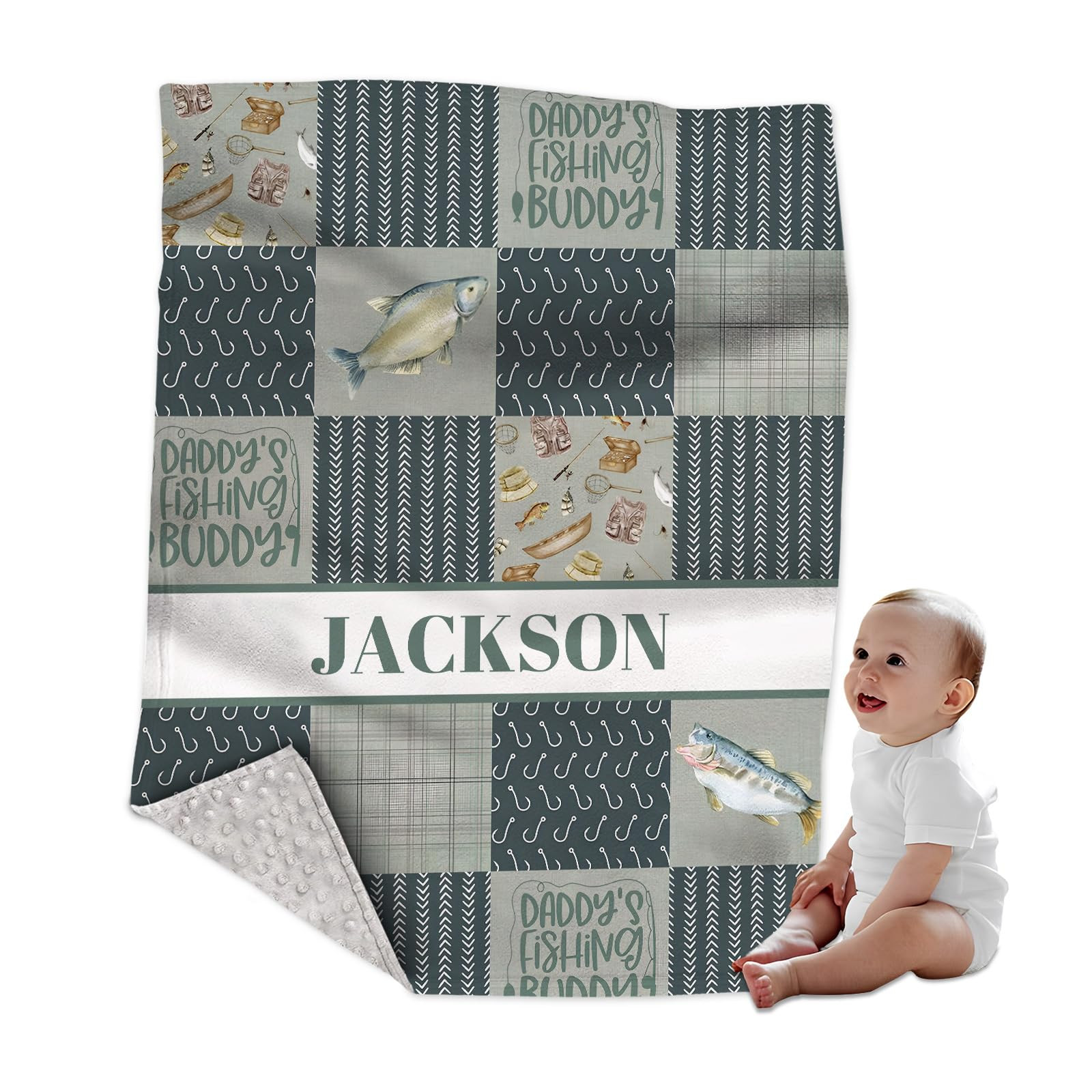 Personalized Custom Minky Blanket for Boys & Girls, Fishing Theme, Soft Infant to Toddler, Gift f... | Amazon (US)