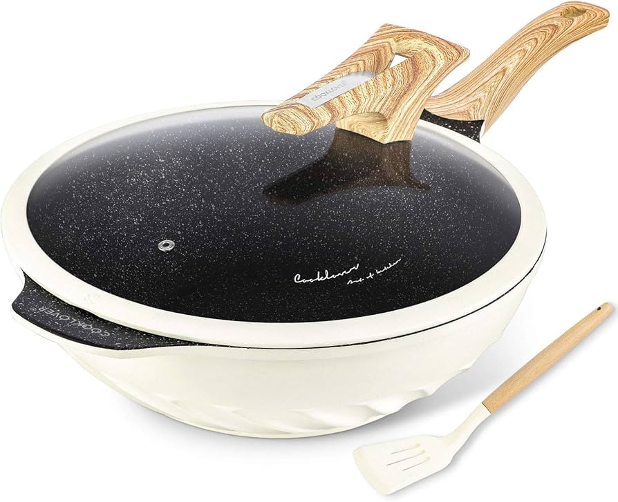 COOKLOVER Nonstick Woks And Stir Fry Pans Die-cast Aluminum Scratch Resistant 100% PFOA Free Indu... | Amazon (US)