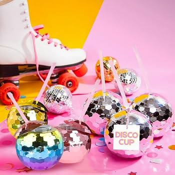 12 PCS Disco Ball Cups, 20Oz Disco Party Cups with Lid and Reusable Straw Flash Ball Cocktail Cup... | Amazon (US)