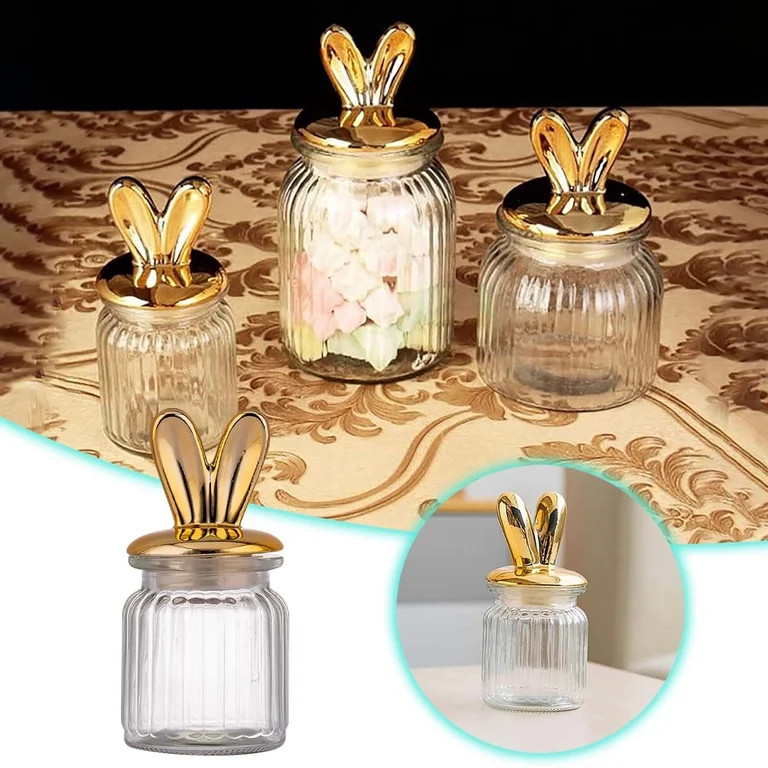 Easter Glass Jars: Food Sealing Jars with Alloy Bunny Ear Lid, Rabbit Shape Candy Jar for Chocola... | Walmart (US)