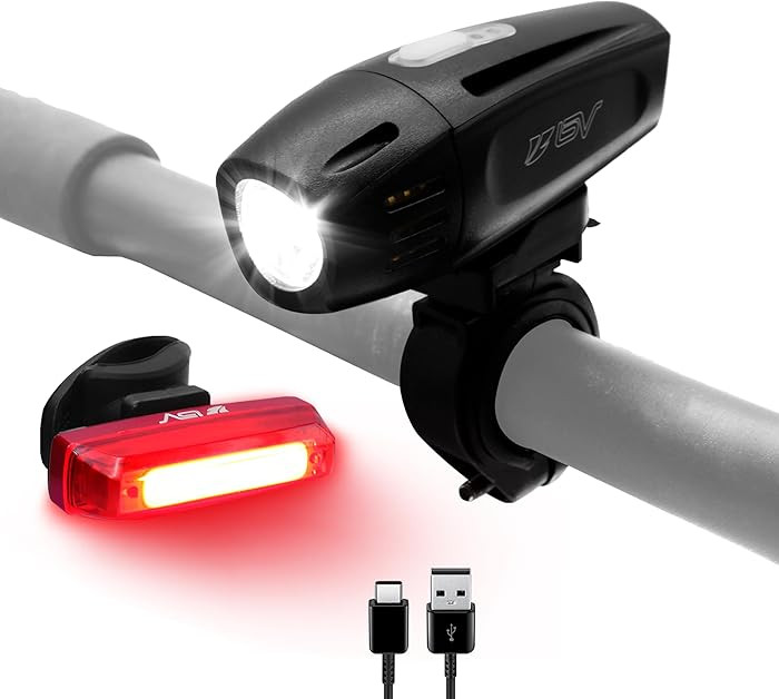 BV Bike Lights, Super Bright with 5 LED Bike Headlight & 3 LED Rear, Bike Lights for Night Riding... | Amazon (US)