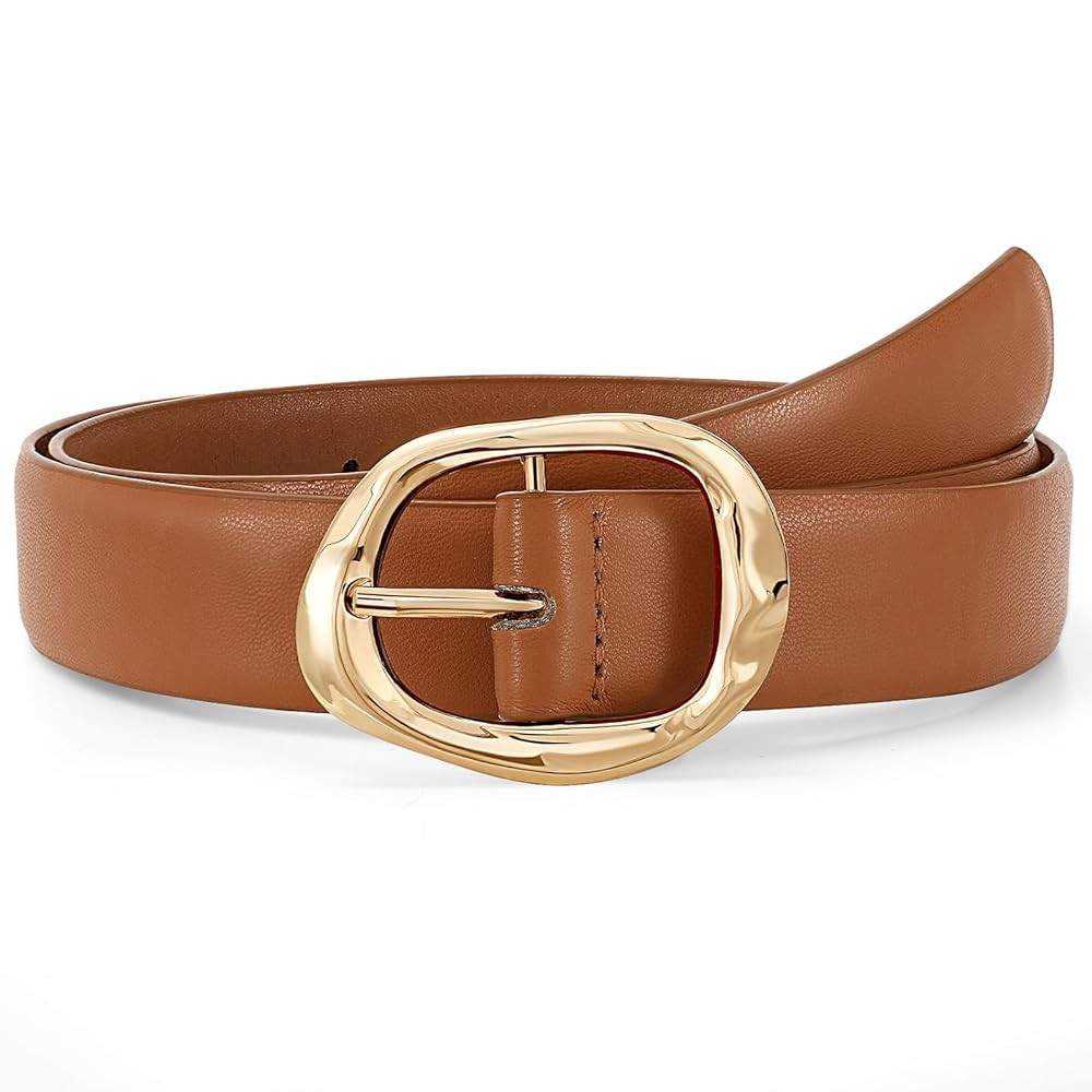JASGOOD Women Leather Belt for Jeans Pants Ladies Casual Waist Belt Fashion Women Belt with Gold ... | Amazon (US)