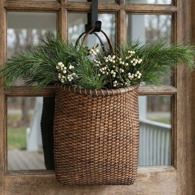 Tall Rattan Door Basket Set of 2 | Antique Farm House