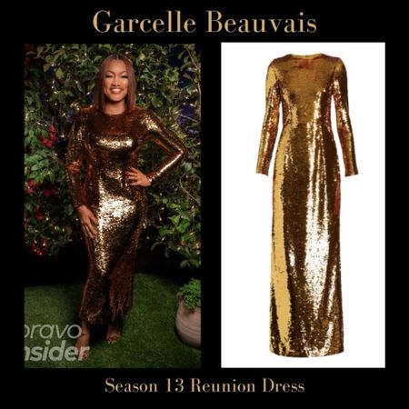 Garcelle Beauvais’ Gold Sequin Gown at the Real Housewives of Beverly Hills Season 13 Reunion 📸 + info = @bravotv