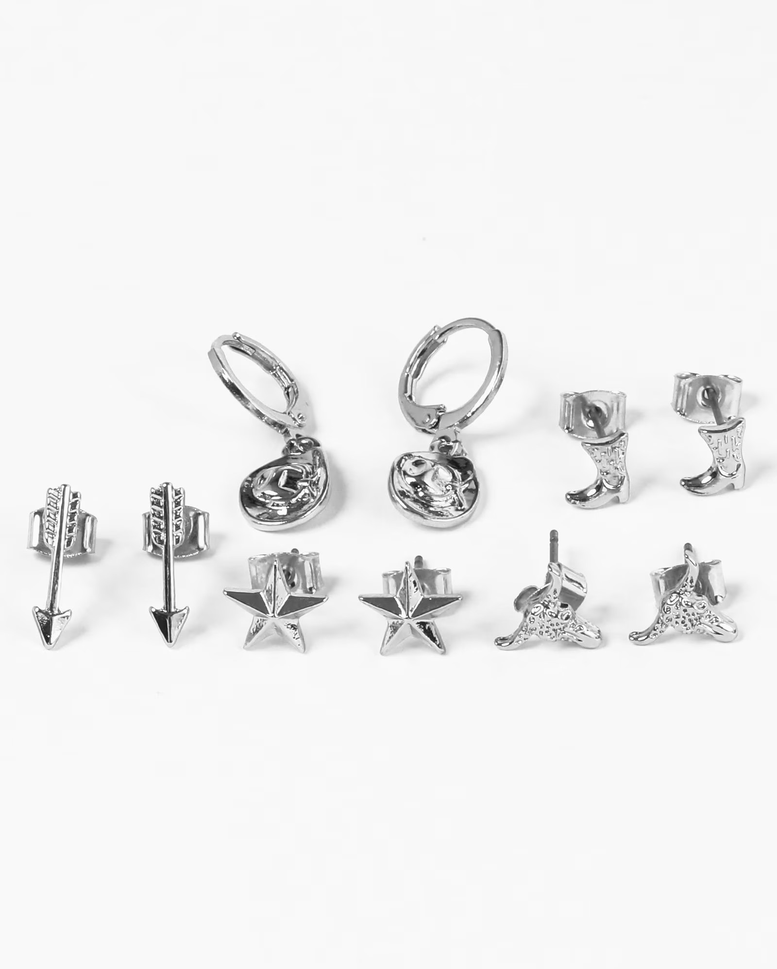 Kit brinco feminino 5 pares western ícones prata | Accessori by Riachuelo | Riachuelo (BR)