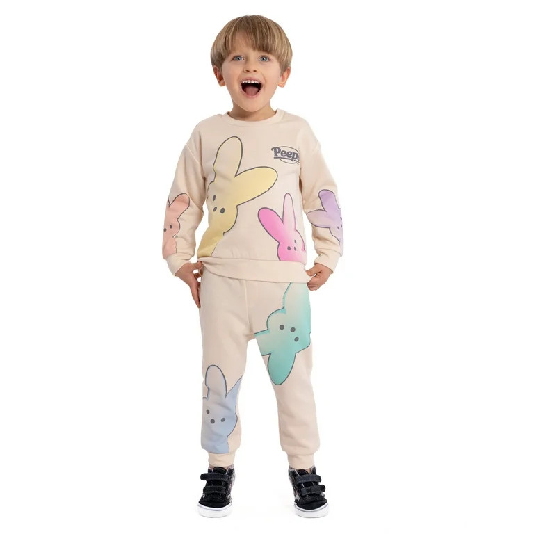 PEEPS Bunny Toddler Girls Easter Crewneck and Joggers Set, 2-Piece | Walmart (US)