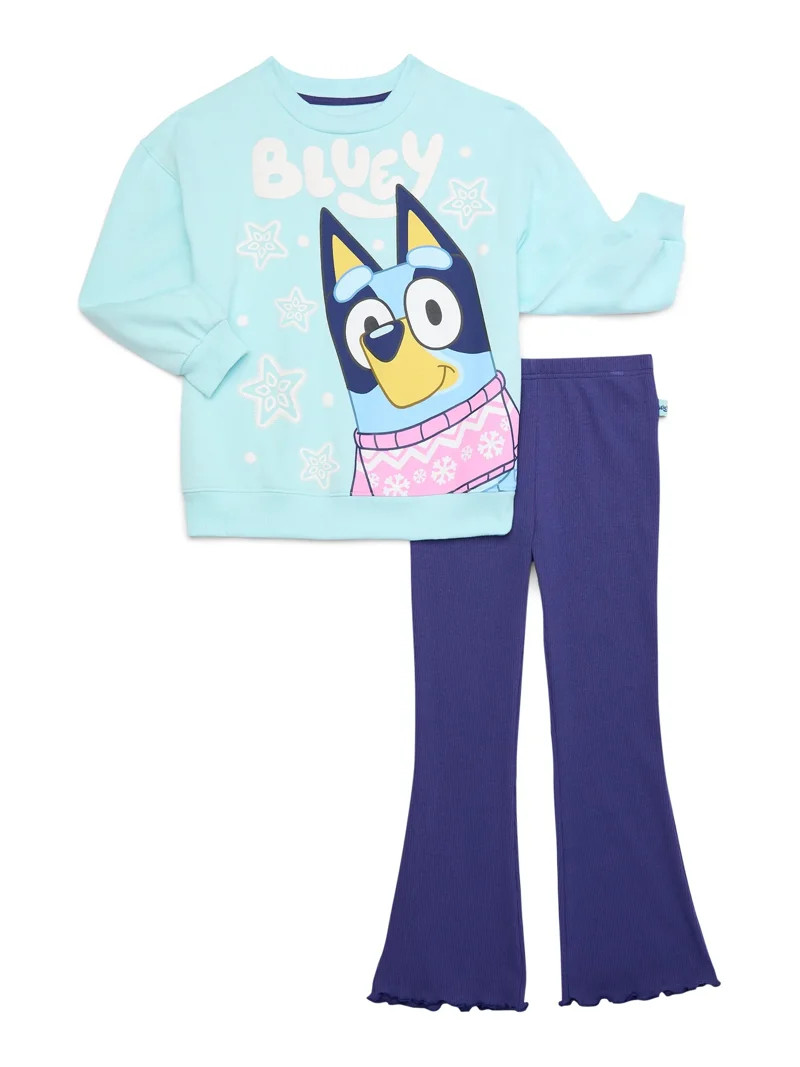 Bluey Toddler Girls Graphic Sweatshirt and Flare Leggings Set, 2-Piece, Sizes 12M-5T | Walmart (US)