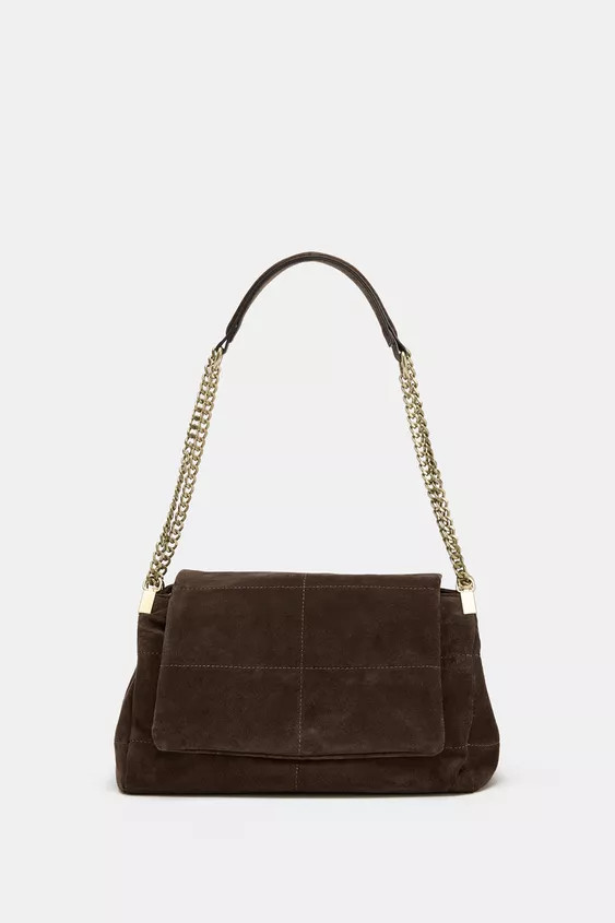 SPLIT SUEDE LEATHER SHOULDER BAG | Zara UK