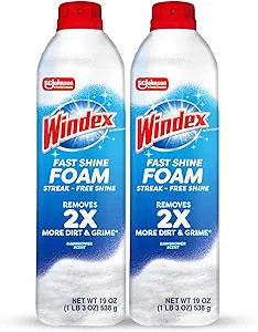 Windex Fast Shine Foam Glass Cleaner, No-Drip Aerosol Cleaning Spray, 19 oz, Pack of 2 | Amazon (US)