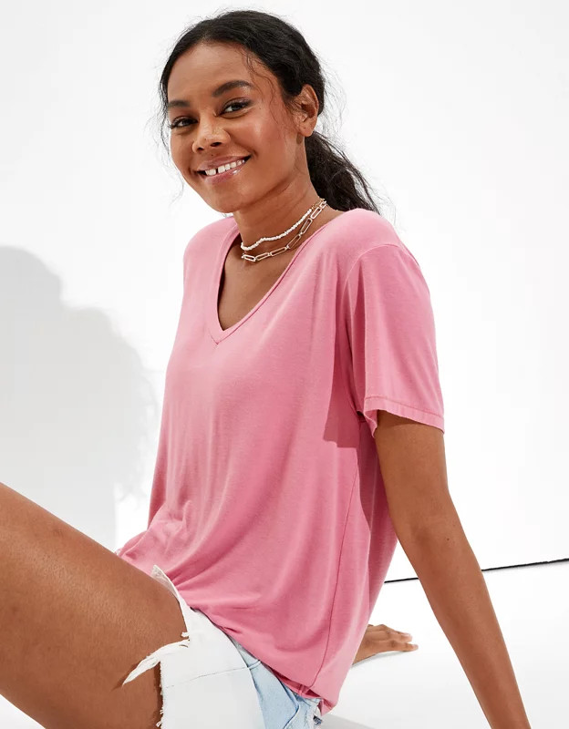 AE Oversized Soft & Sexy V-Neck T-Shirt | American Eagle Outfitters (US & CA)