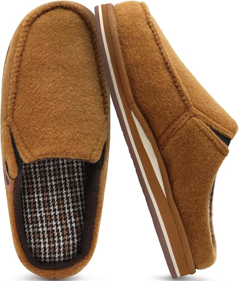 ONCAI Mens Clog Slippers with Arch Support Stripe Faux Fur Cotton-Blend High-Density Memory Foam ... | Amazon (US)