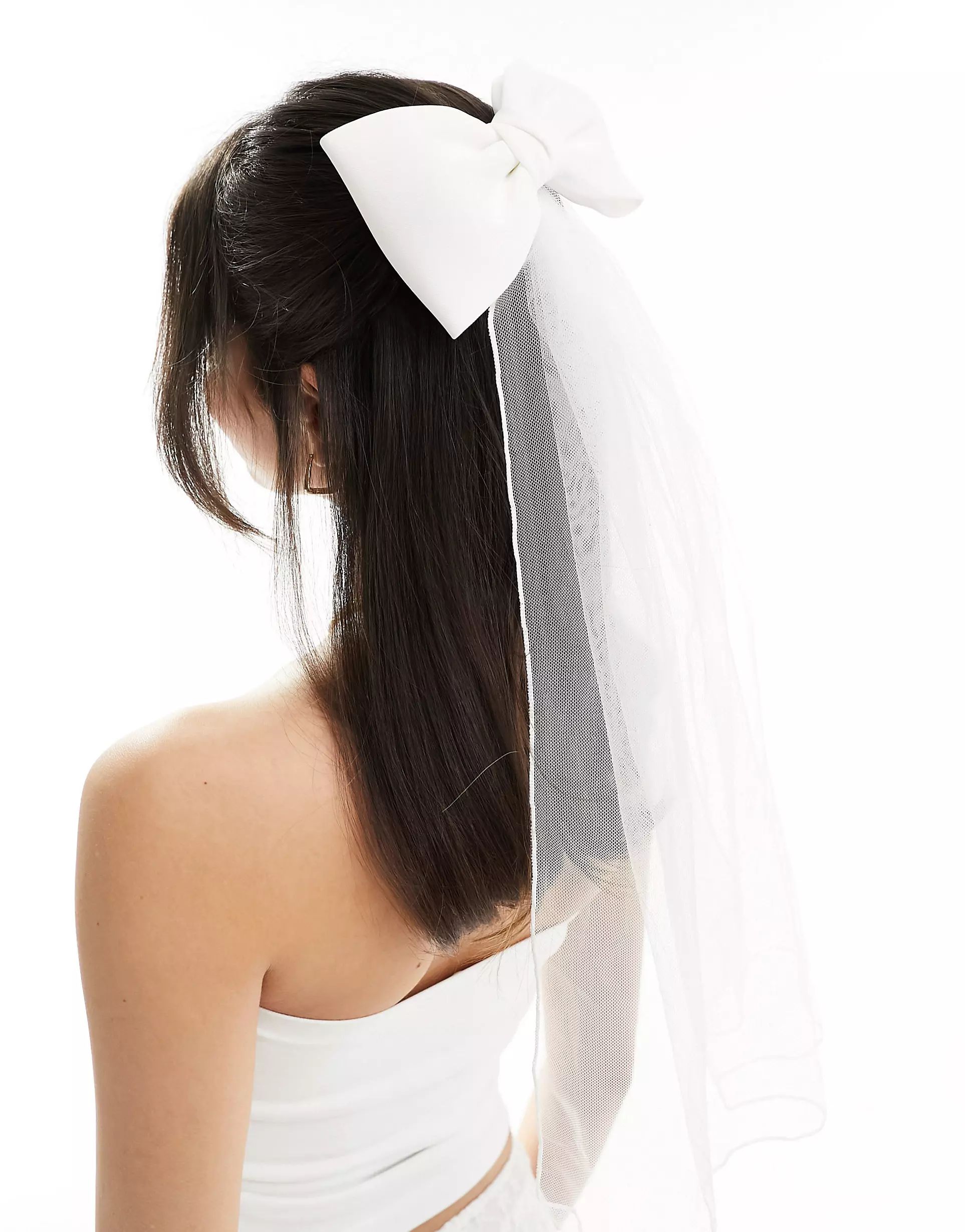 My Accessories bridal hair bow with veil in white | ASOS | ASOS (Global)