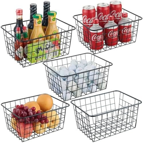 Wire Kitchen Storage Basket 5 Packs,Perfect Pantry Organization Accessories Basket,Laundry,Counte... | Amazon (US)