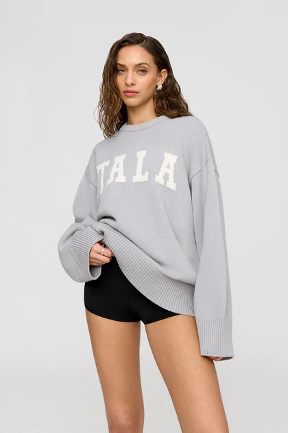 TALA LOGO KNIT SWEATER - GREY AND MILK | TALA (UK)
