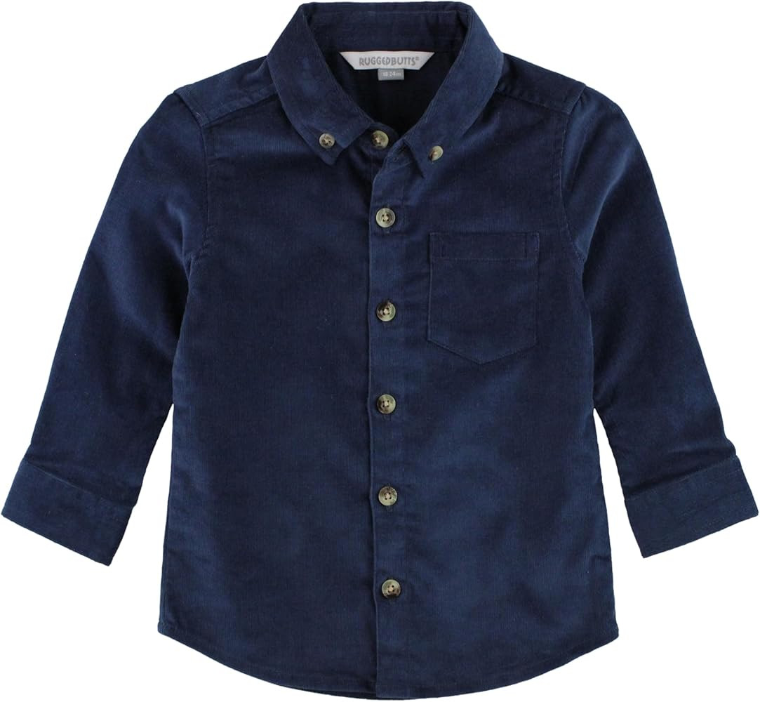 RUGGEDBUTTS® Baby/Toddler Boys Solid Cotton Long Sleeve Button Down Shirt with Button Tabs | Amazon (US)