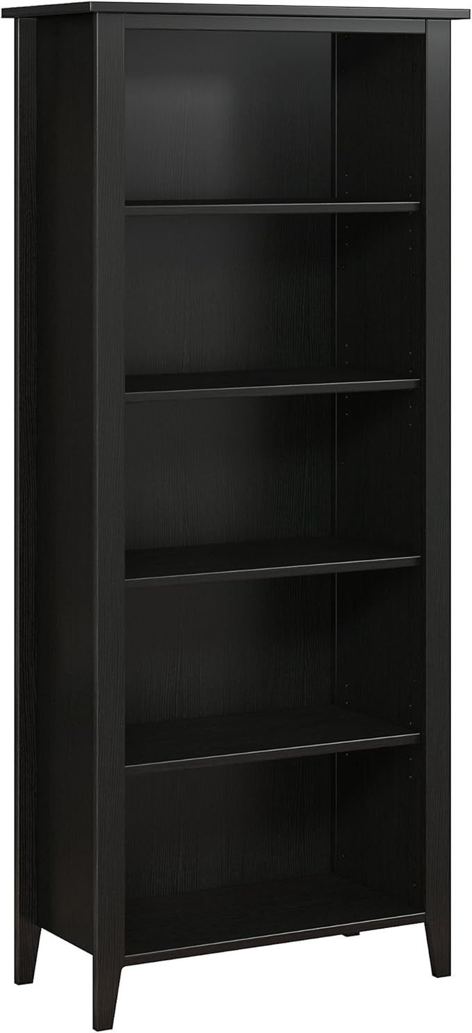 Bush Furniture Kathy Ireland Home Connecticut 5 Shelf Bookcase, Black Suede Oak | Amazon (US)