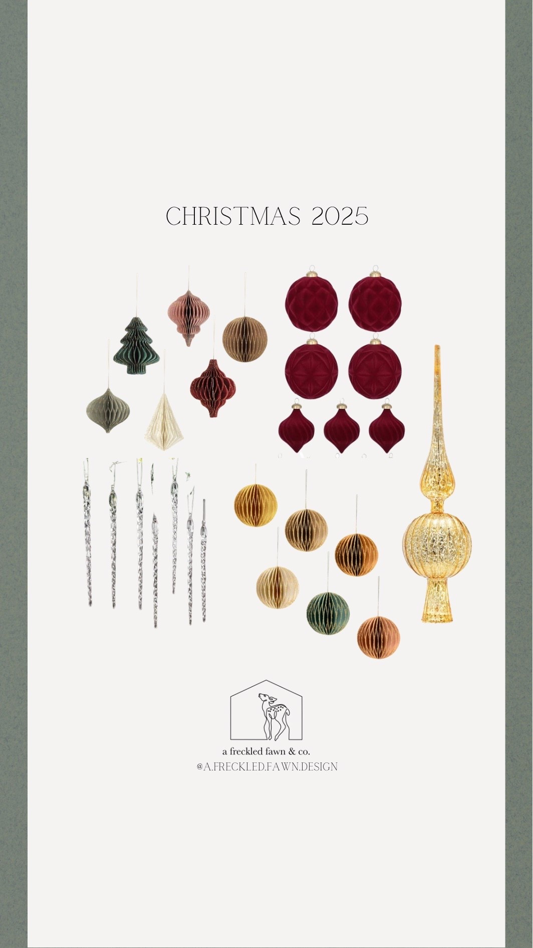 Christmas decor 2025, velvet ornaments, paper ornaments, vintage glass tree topper, plastic icicles 

#LTKHome #LTKFindsUnder50 #LTKSeasonal