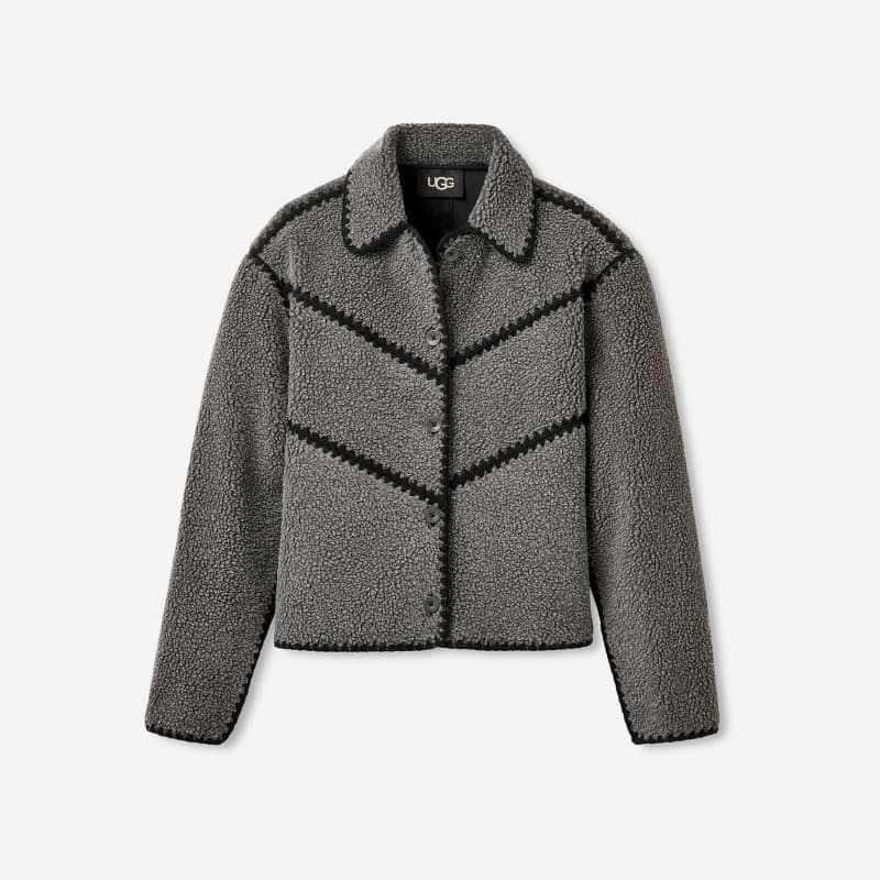 Ellison UGG®fluff Shell Jacket Fleece/Recycled Materials Tops in Charcoal Heather, Size XL | UGG (US)