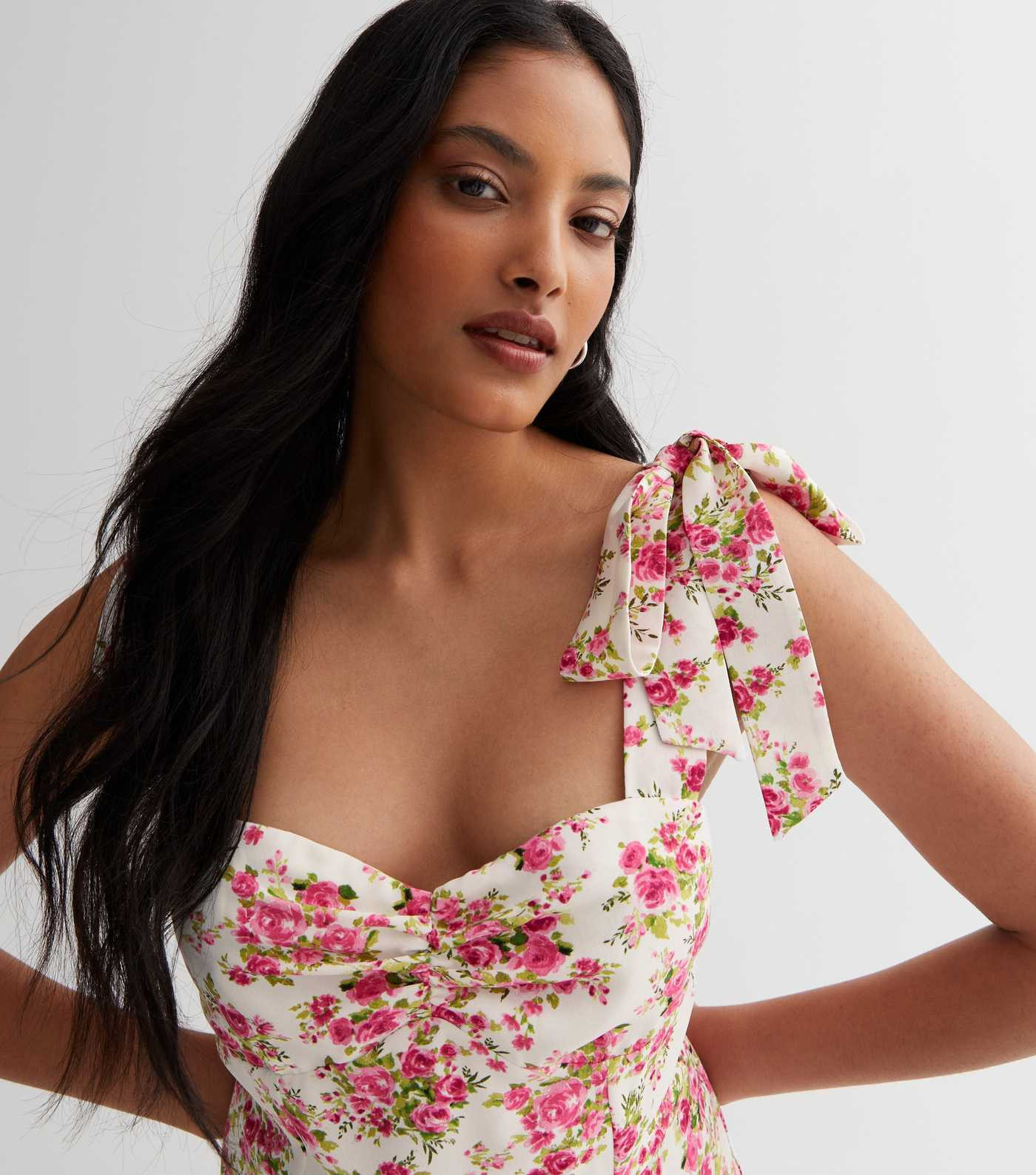 White Floral Ruched Tie Strap Midaxi Dress
						
						Add to Saved Items
						Remove from Save... | New Look (UK)