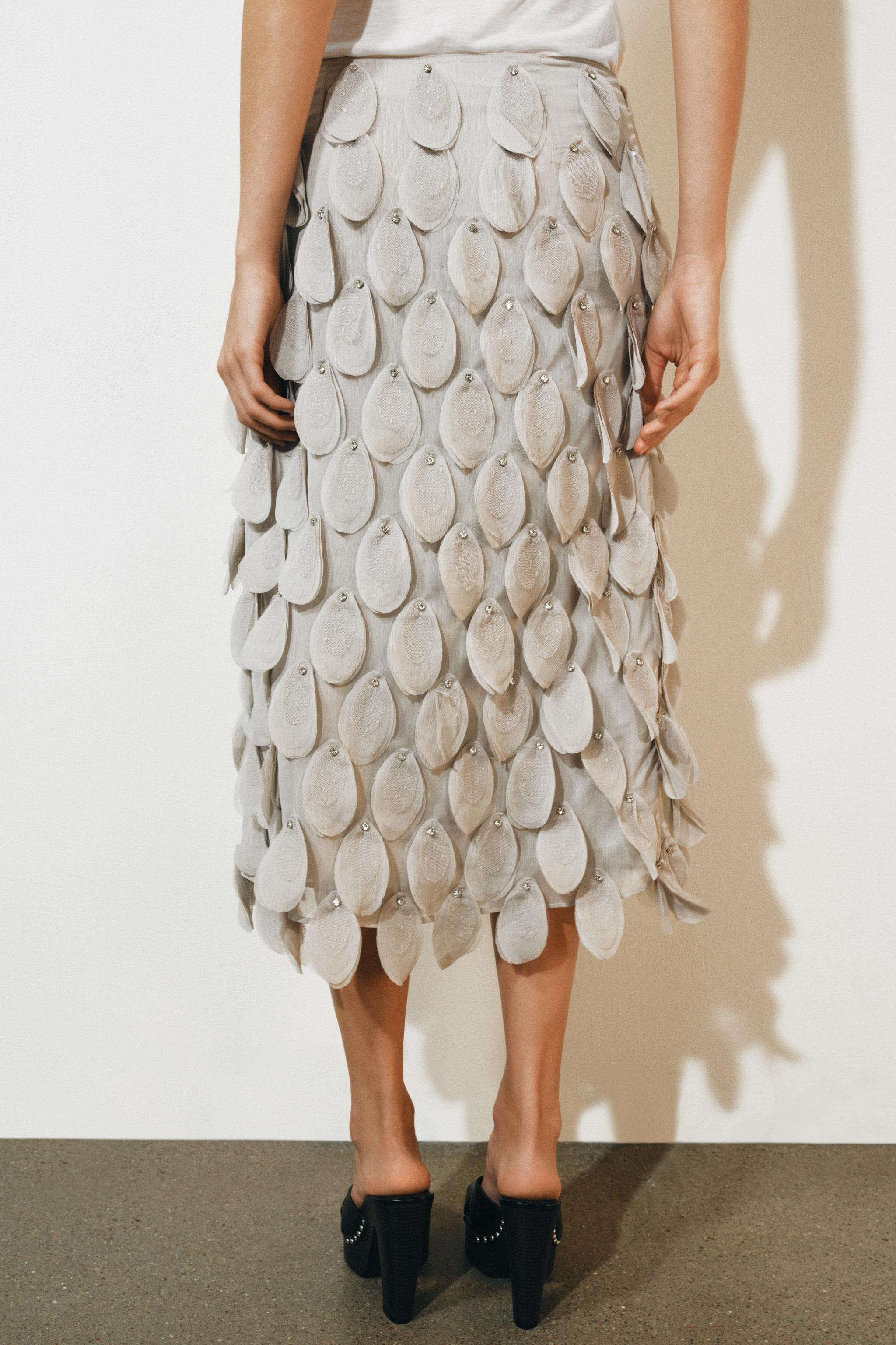 ZW COLLECTION BEADED MIDI SKIRT | Zara US
