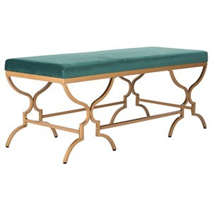 Safavieh Juliet Upholstered Bench in Emerald and Gold | Cymax