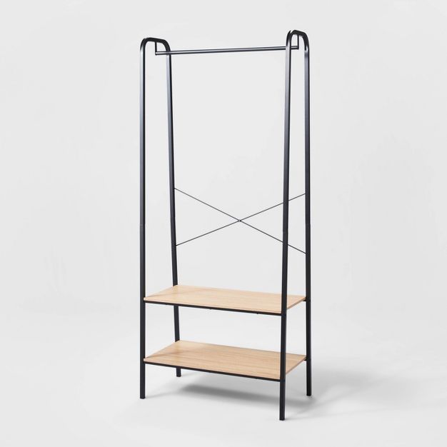 Garment Rack Black Metal with Natural Wood - Brightroom™ | Target