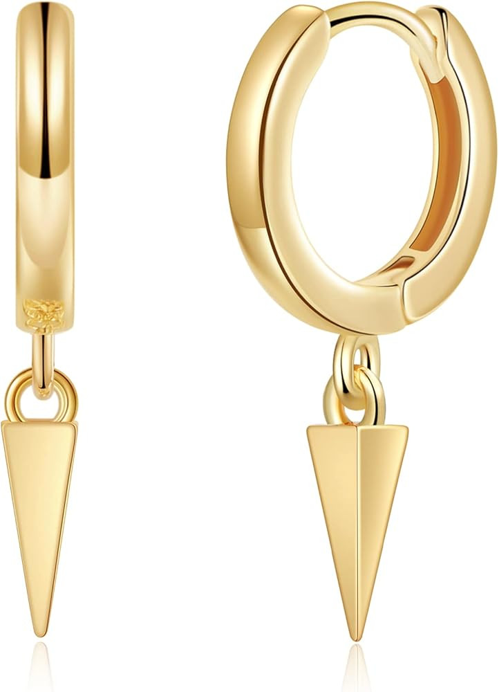 SANNYRA Hoop Earrings for Women - 14K Gold Plated Cubic Zirconia Moon Star Spike Lightning Evil E... | Amazon (US)