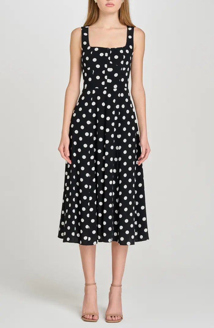 WAYF Leonie Polka Dot Corset Midi Dress | Nordstrom | Nordstrom