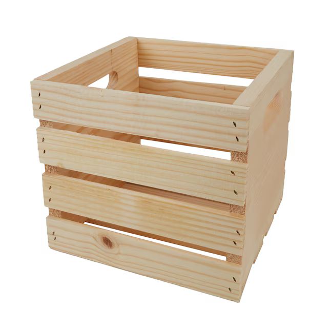 allen + roth 10.5-in W x 9.5-in H x 10.5-in D Natural Wood Finished Wood Stackable Basket | Lowe's