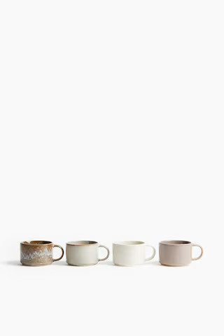 4-Pack Stoneware Mugs | H&M (US + CA)