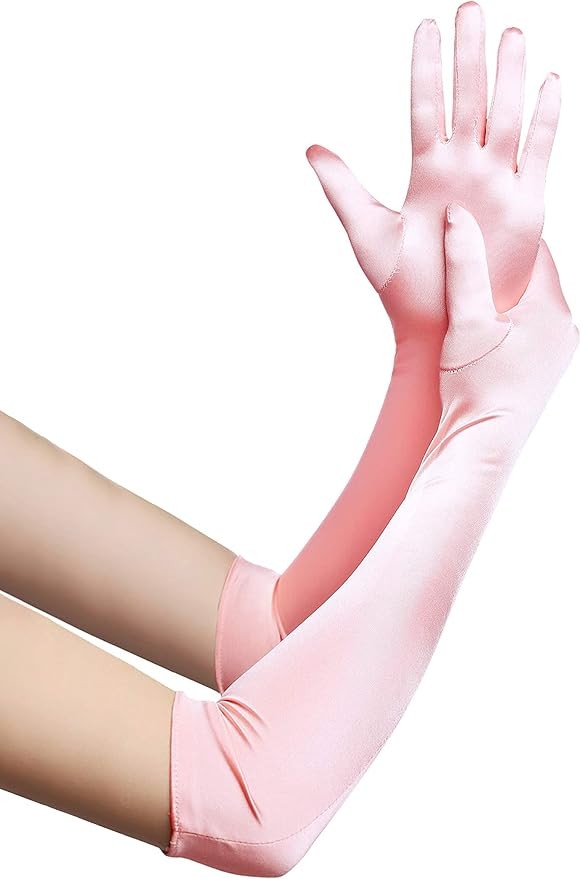 BABEYOND Long Opera Party 20s Satin Gloves Stretchy Adult Size Elbow Length | Amazon (US)