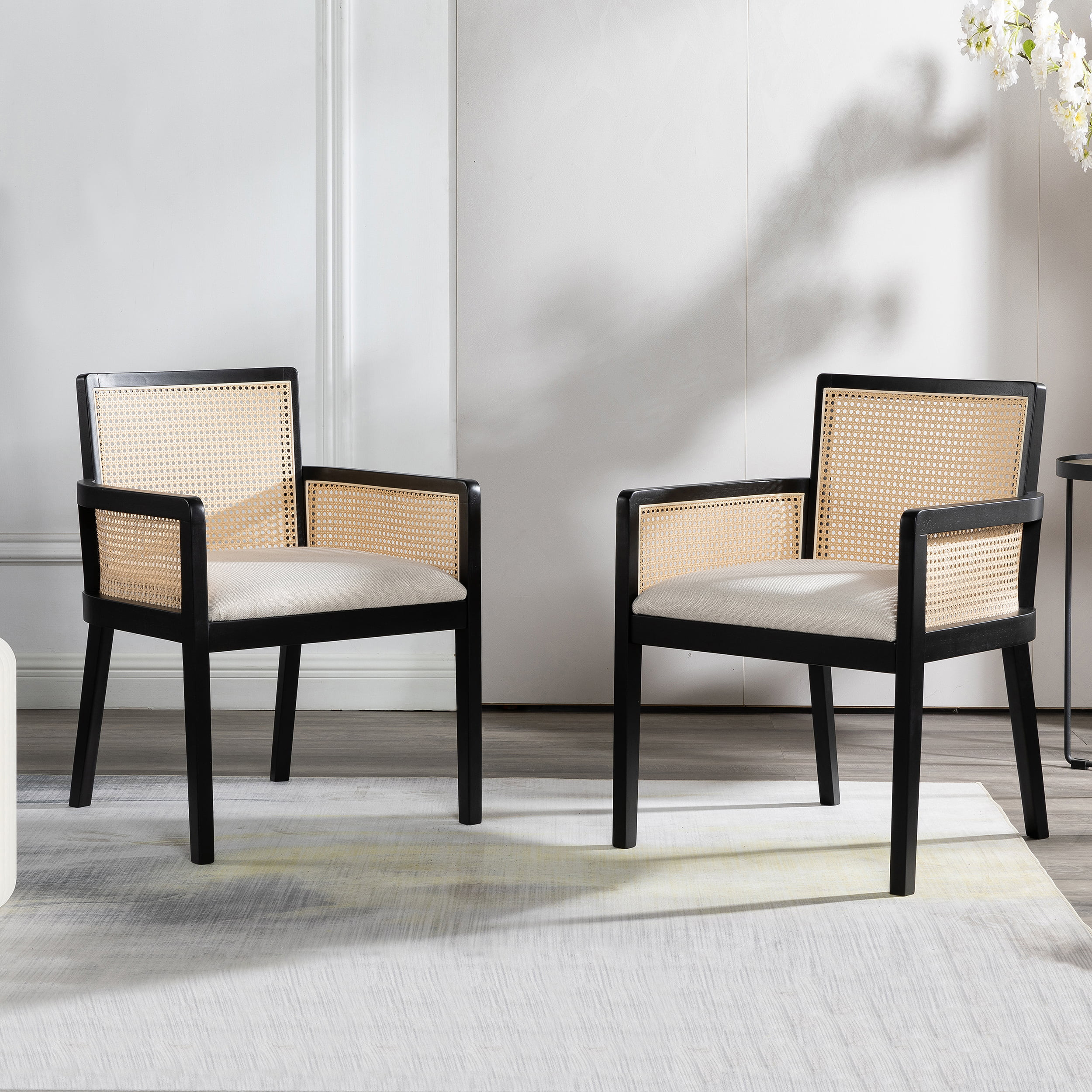 Better Homes & Gardens Springwood Caning Captains Dining Chair, Charcoal Finish | Walmart (US)