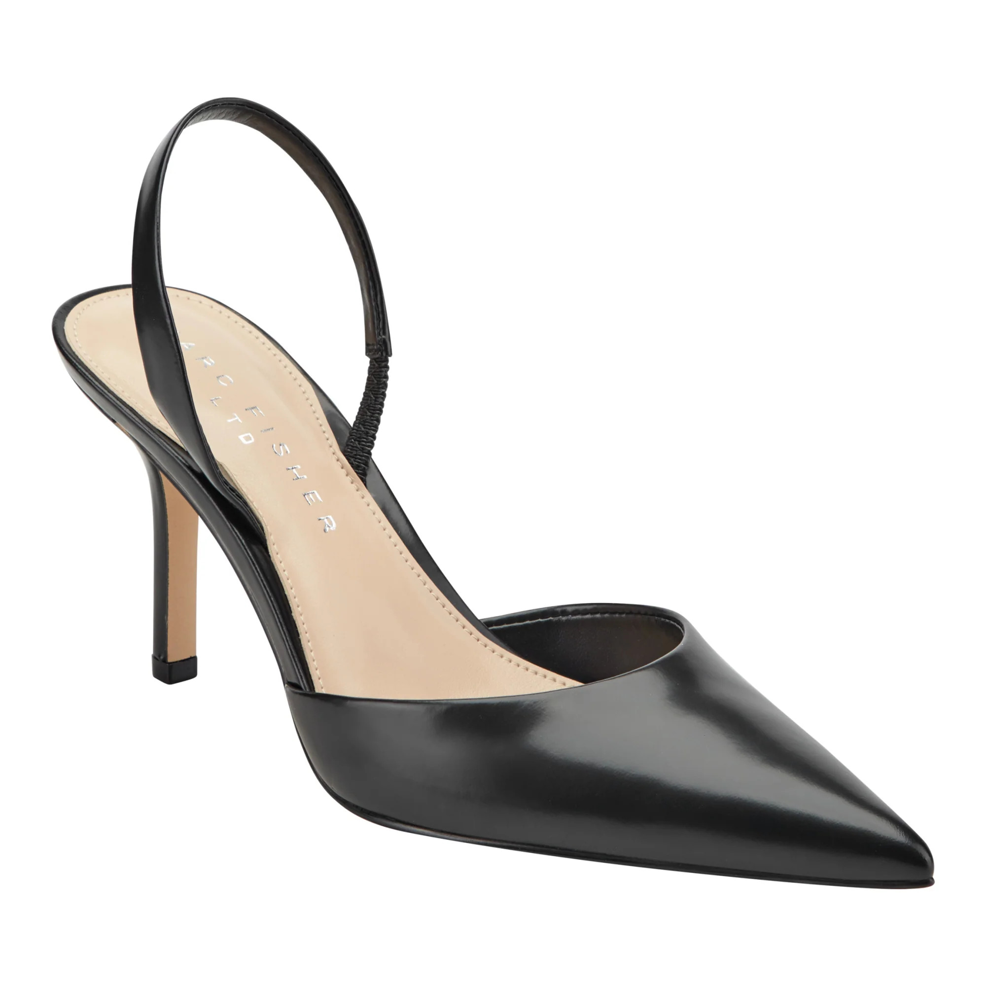 Women's Noland Leather Slingback Pump - Black Leather | Marc Fisher Footwear | Marc Fisher