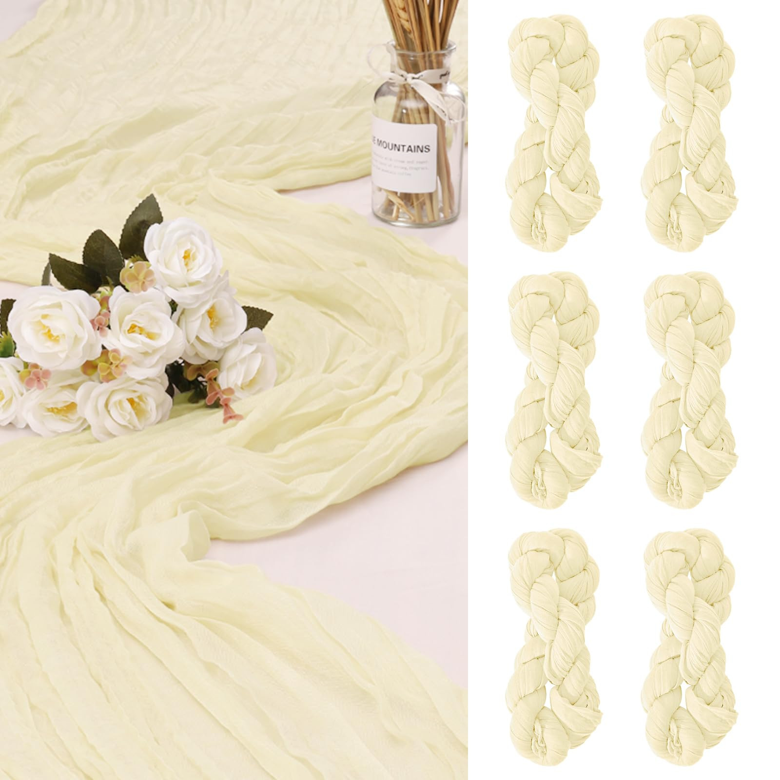 6 Pack Cheesecloth Table Runner 10Ft Christmas Gauze Boho Table Runners for Wedding Decor Bridal ... | Amazon (US)