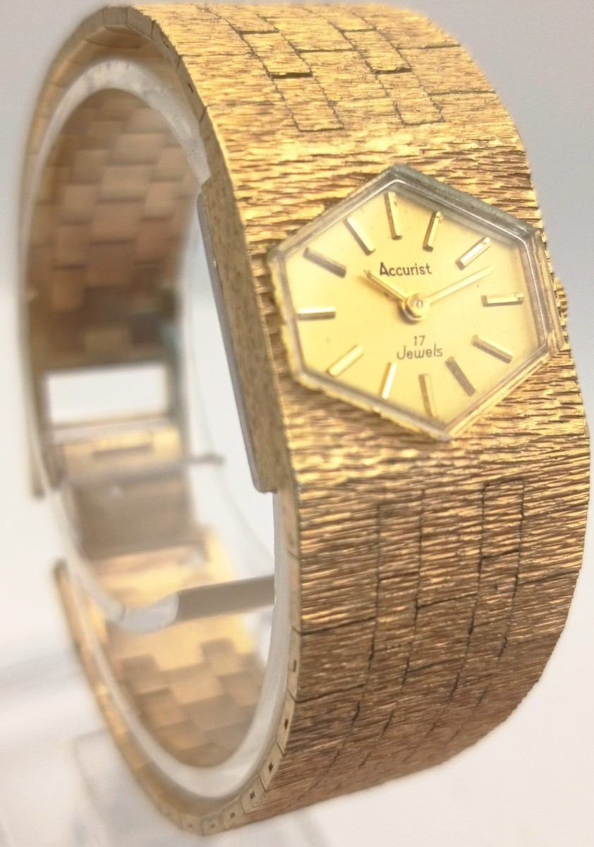 Vintage 1970s Accurist Cuff Watch Gold Tone Bracelet Statement Piece  | eBay Australia | eBay AU