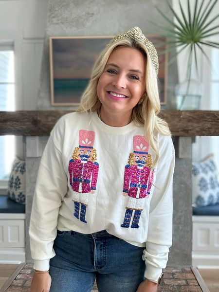 Cutest nutcracker sweatshirt for the holidays. Also comes in pink. Wearing size small. Code FANCY15 for 15% off  

#LTKSeasonal #LTKstyletip #LTKHoliday