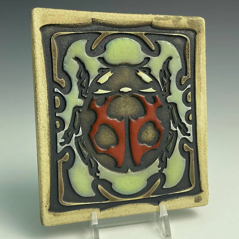 Art Nouveau Inspired Ladybug Handmade Art Tile - Etsy | Etsy (US)
