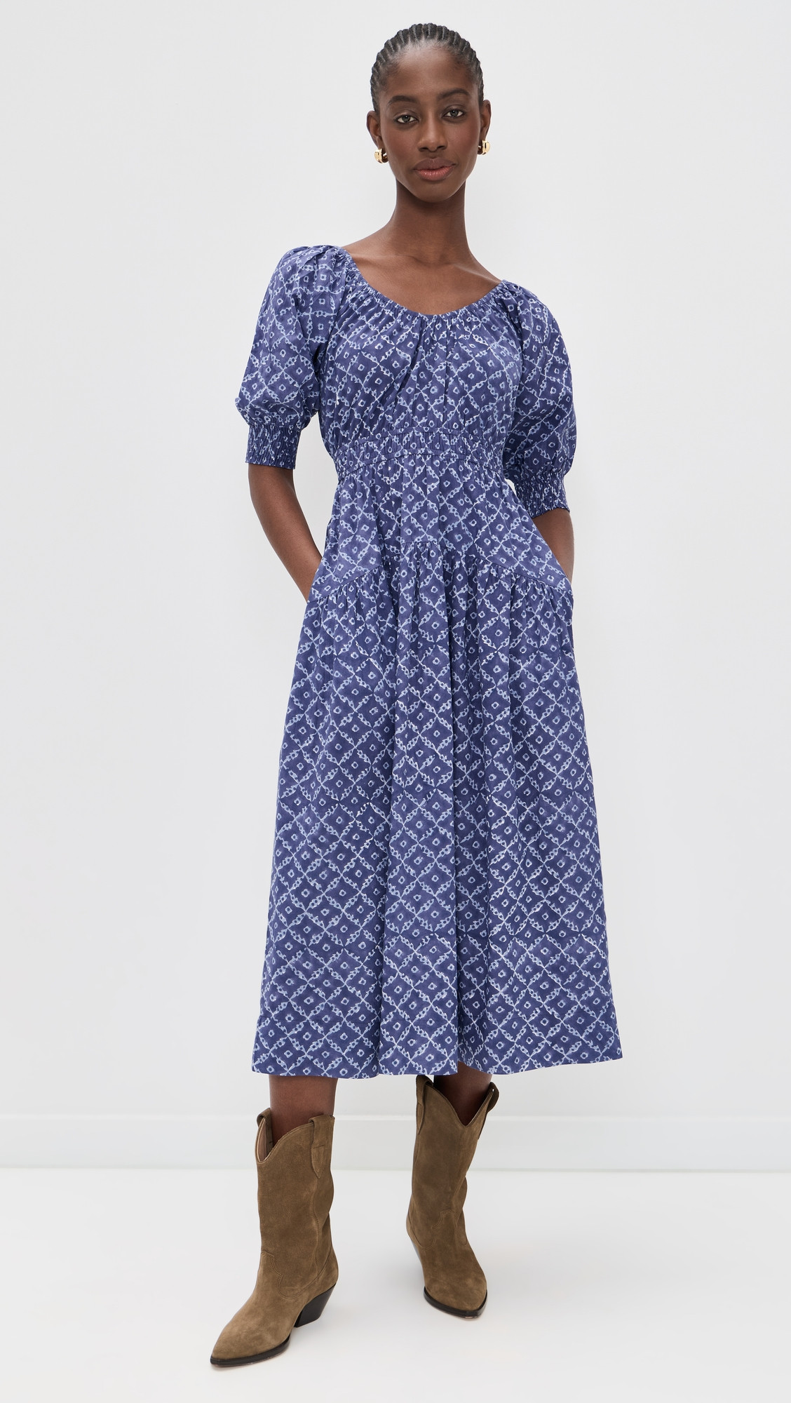Marea Abby Dress Indigo Lattice S | Shopbop