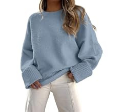 ANRABESS Women's Crewneck Long Sleeve Oversized Fuzzy Knit Chunky Warm Pullover Sweater Top | Amazon (US)