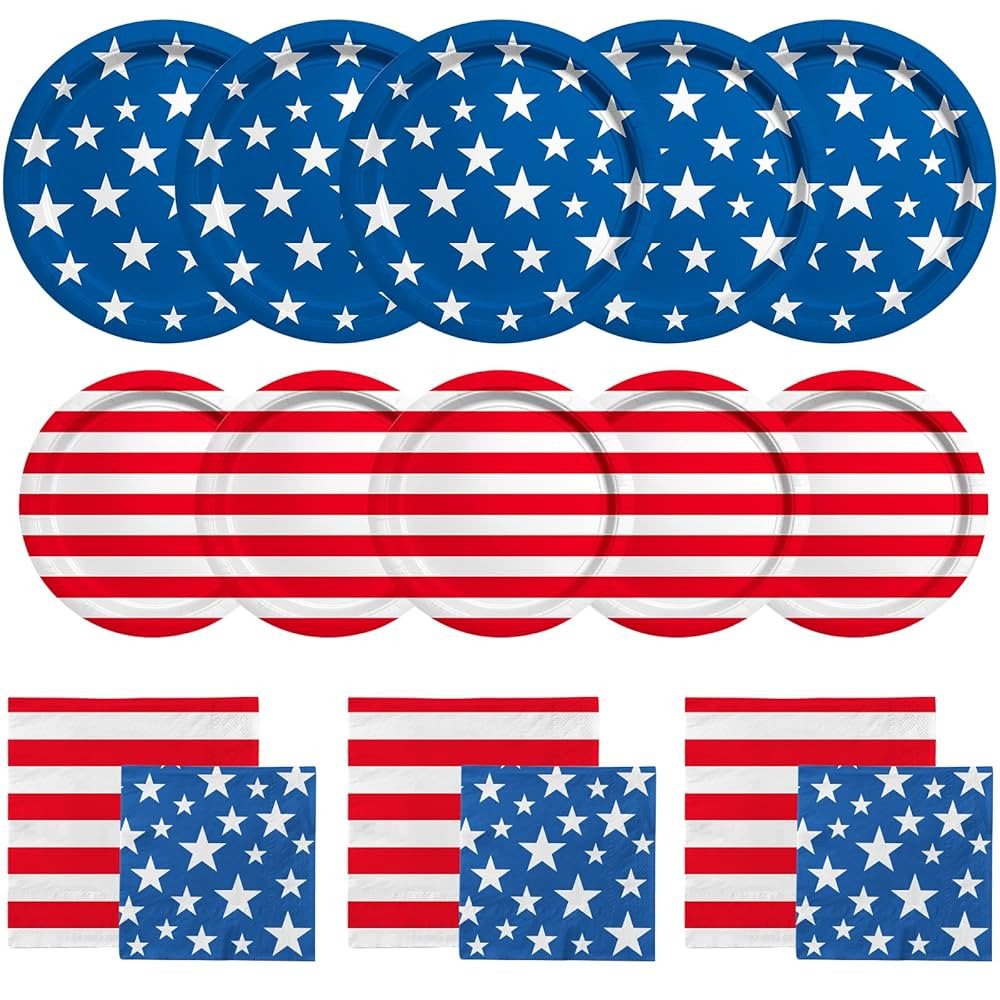 American Flag Patriotic Party Supplies Disposable dinner paper plates dessert paper plates Napkin... | Amazon (US)