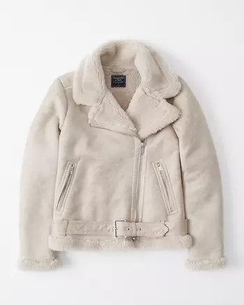Faux Shearling Moto Jacket | Abercrombie & Fitch US & UK