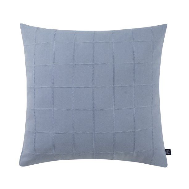 Gap Home 100% Organic Cotton Stitched Check Decorative Pillow Blue 22" x 22" | Walmart (US)