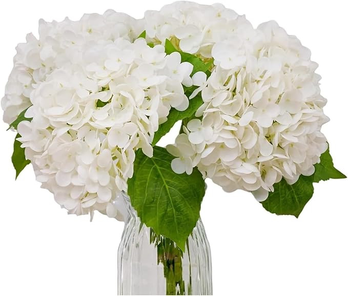 4-Packet White Hydrangea Artificial Flowers Faux Hydrangea Flowers Real Touch Bridal Hydrangea We... | Amazon (US)